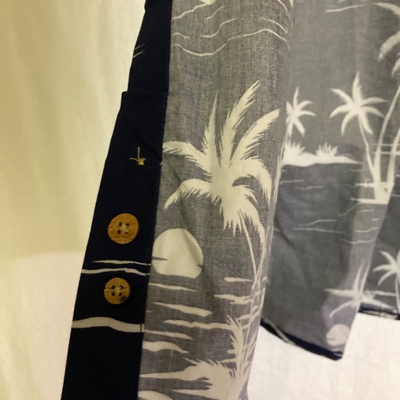 Eighth Avenue Blue & White Palm Print Cotton Button Down Shirt Men’s Size L - Picture 7 of 16